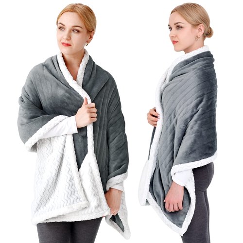 Comfytemp Wearable Heated Blanket- 70" x 23" Electric Shawl Throw Wrap for Women, Warm for Mom Wife, 3 Heat Settings & 4H Auto Off, Over-Heat Protection, Machine Washable Soft Flannel