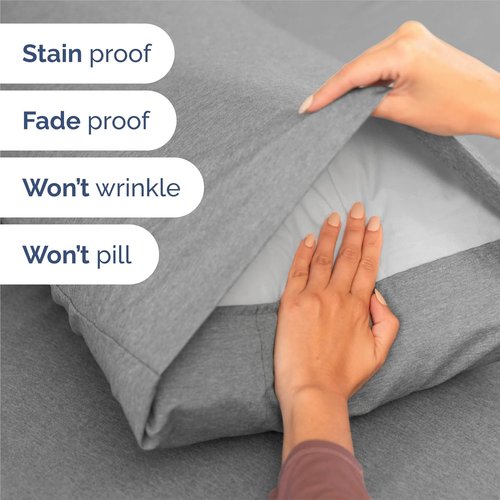 King Size 4 Piece Sheet Set - Comfy Cooling Bed Sheets for Luxurious Sleep - Soft, Wrinkle-Free Grey