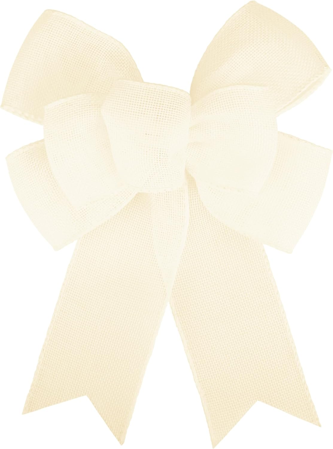 Meseey Natural Cream Burlap Wired Ribbon - Handmade Premade Bows for Wreaths & Gift Wrapping | 2 Pcs Set