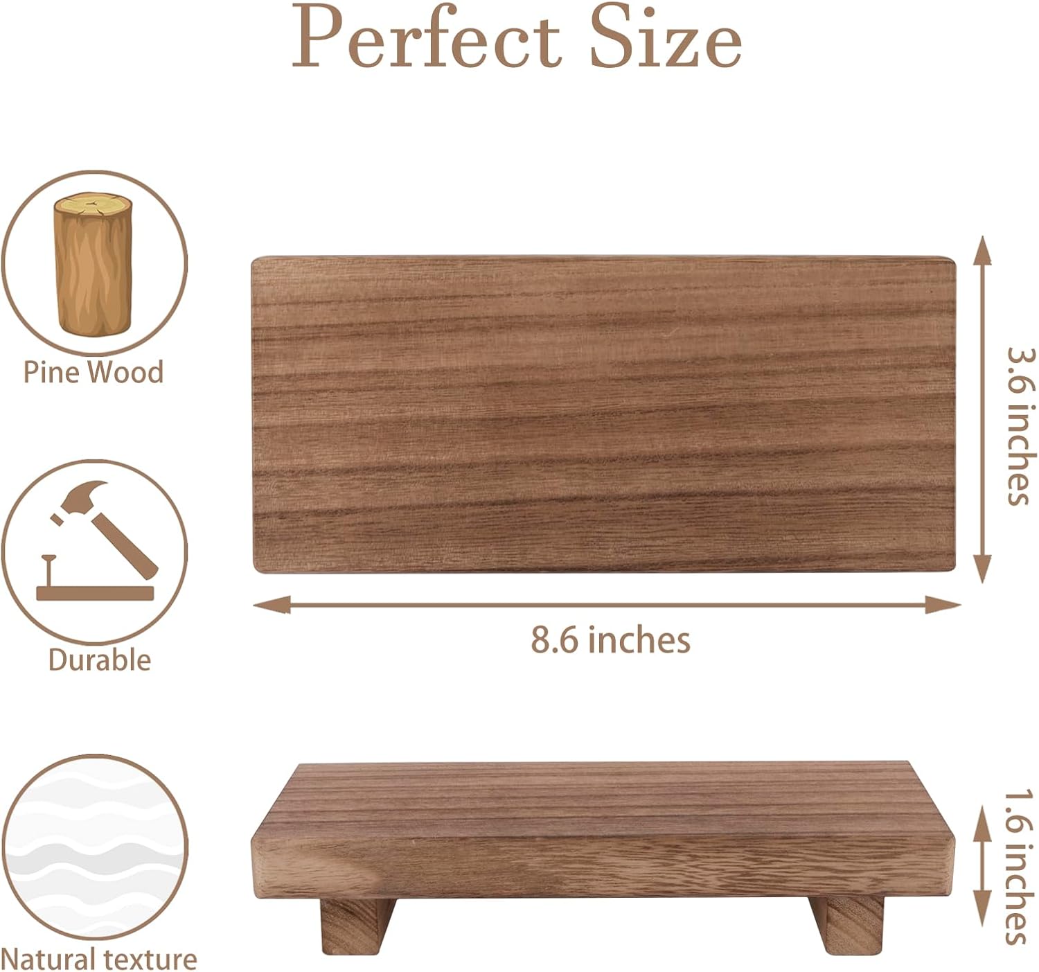 Zoocatia Small Wooden Tray Stand - Farmhouse Bathroom Decor & Kitchen Soap Dish Holder | Brown
