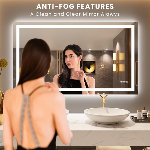 LOAAO LED Bathroom Mirror - 50" x 30" Dimmable Anti-Fog Backlit & Front Lit Vanity Mirror | Safe Tempered Glass, Memory Function, ETL Listed
