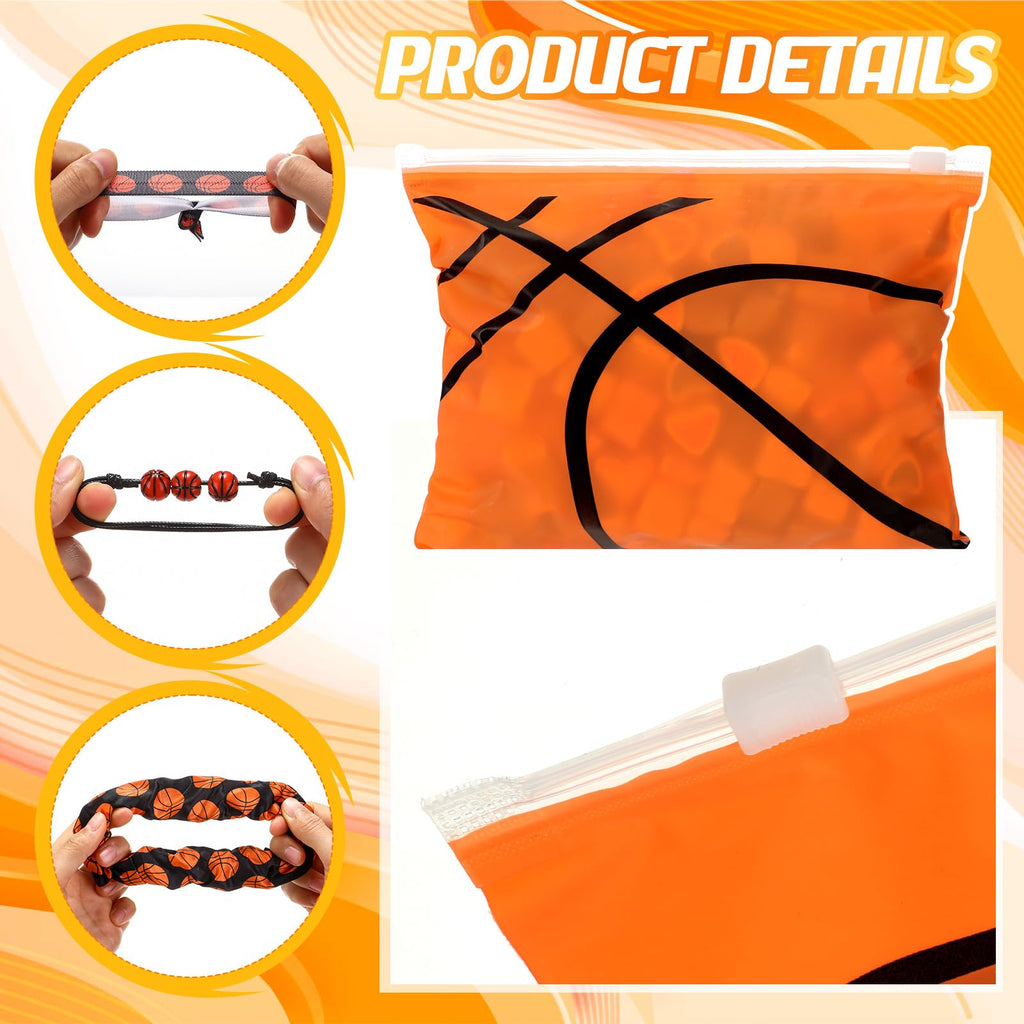 Suncalla 98 Pcs Basketball Party Favors Include Basketball Goodie Makeup Bags Bracelet Hair Bands Hair Ties Sticker for Sports Team Gifts Birthday Decoration Party Supplies
