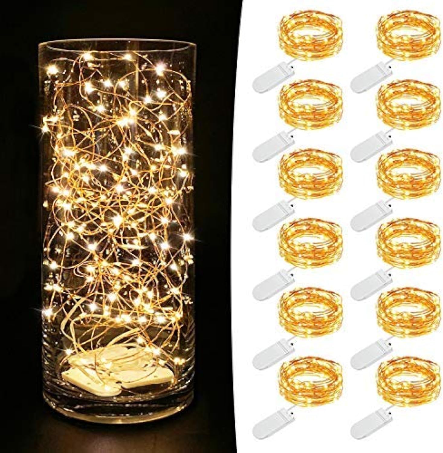MUMUXI Fairy Lights - 12 Pack 7.2ft Battery Operated String Lights with 20 Mini LEDs | Warm White for Wedding & Home Decor