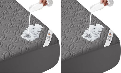 BEDLORE Waterproof Mattress Protector - Soft, Dirt-Proof Full Size Pad for Deep Pocket Mattresses (Gray, Pack of 2)