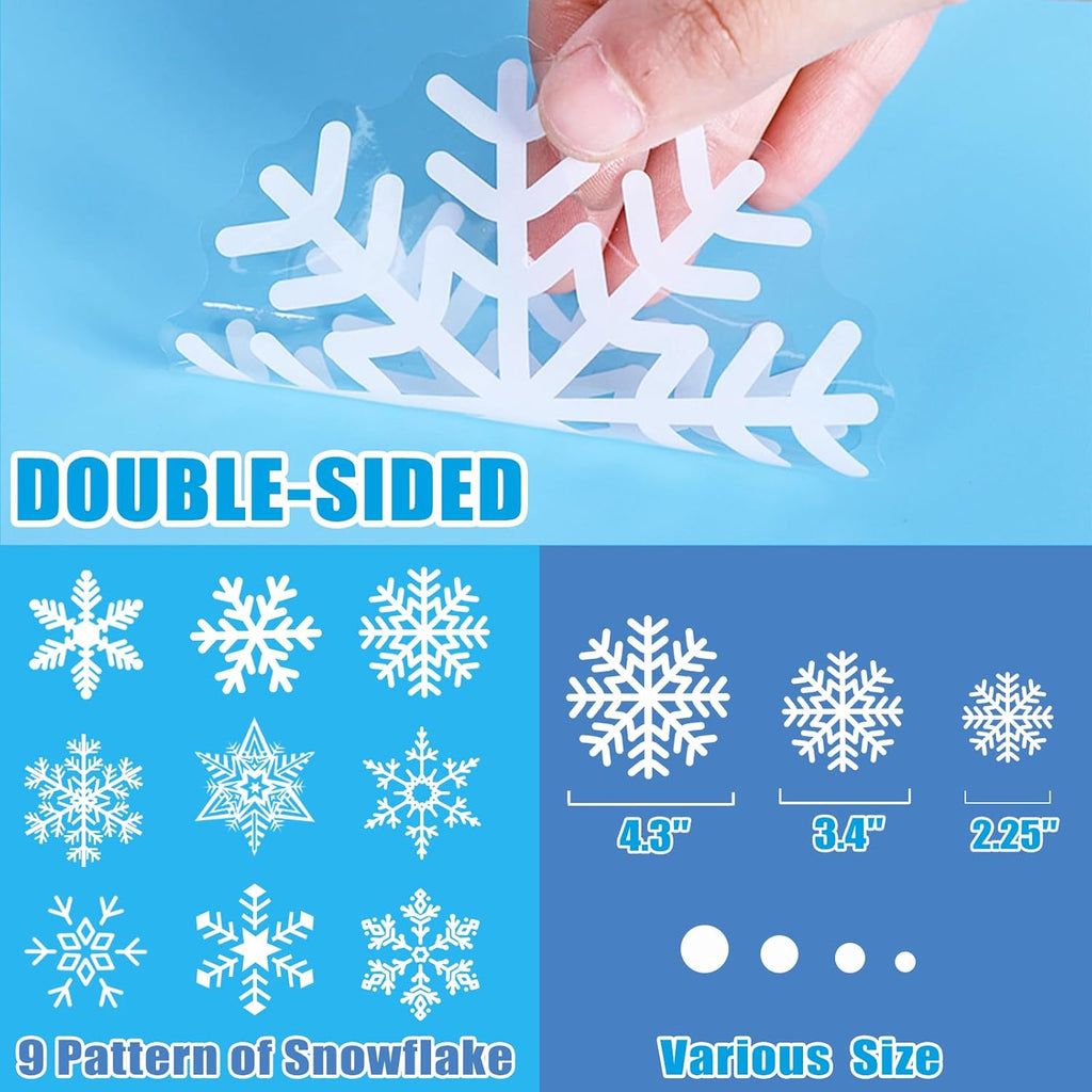 Skiennix Christmas Window Clings - 449PCS White Snowflakes Decals for Winter & New Year Decor | 10 Sheets