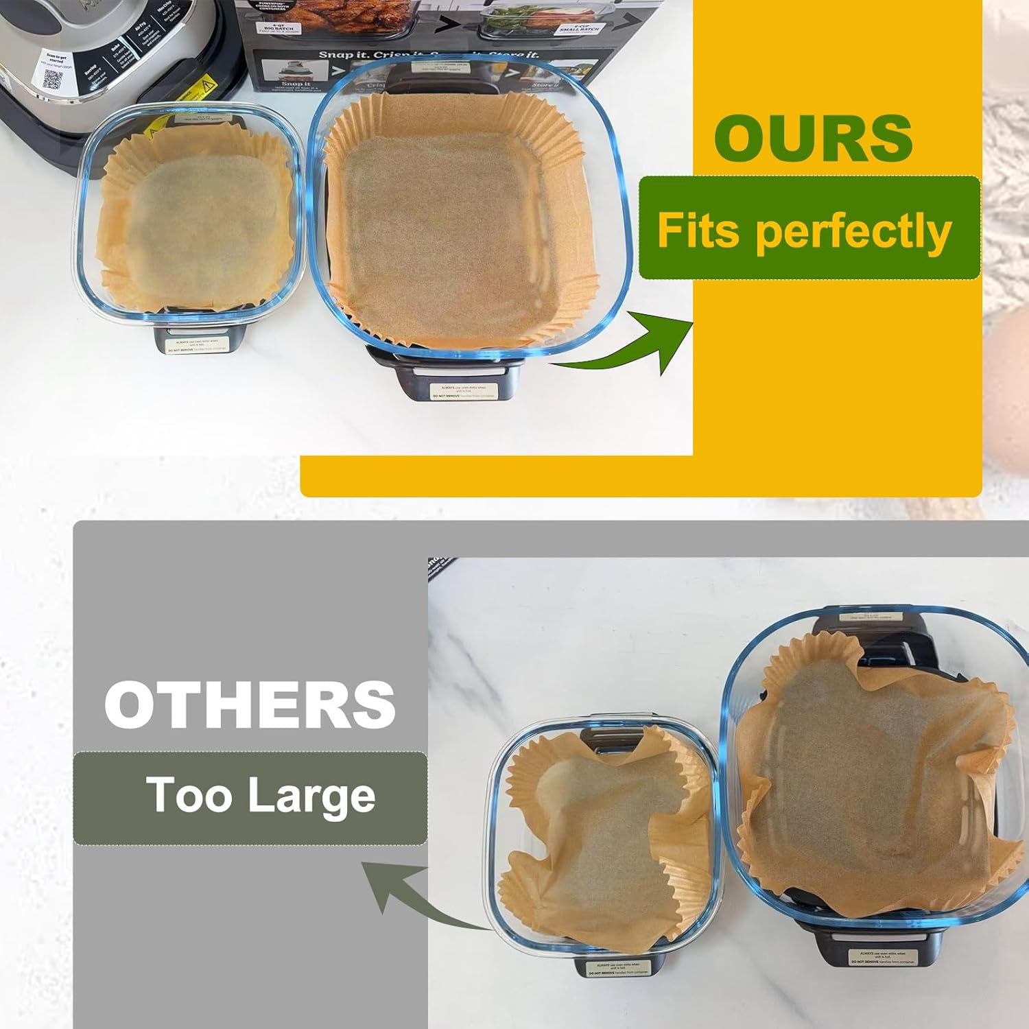 Ninja Crispi Air Fryer Liners - Non-Stick Disposable Accessories | 250 Pcs for 4-in-1 Cooking System