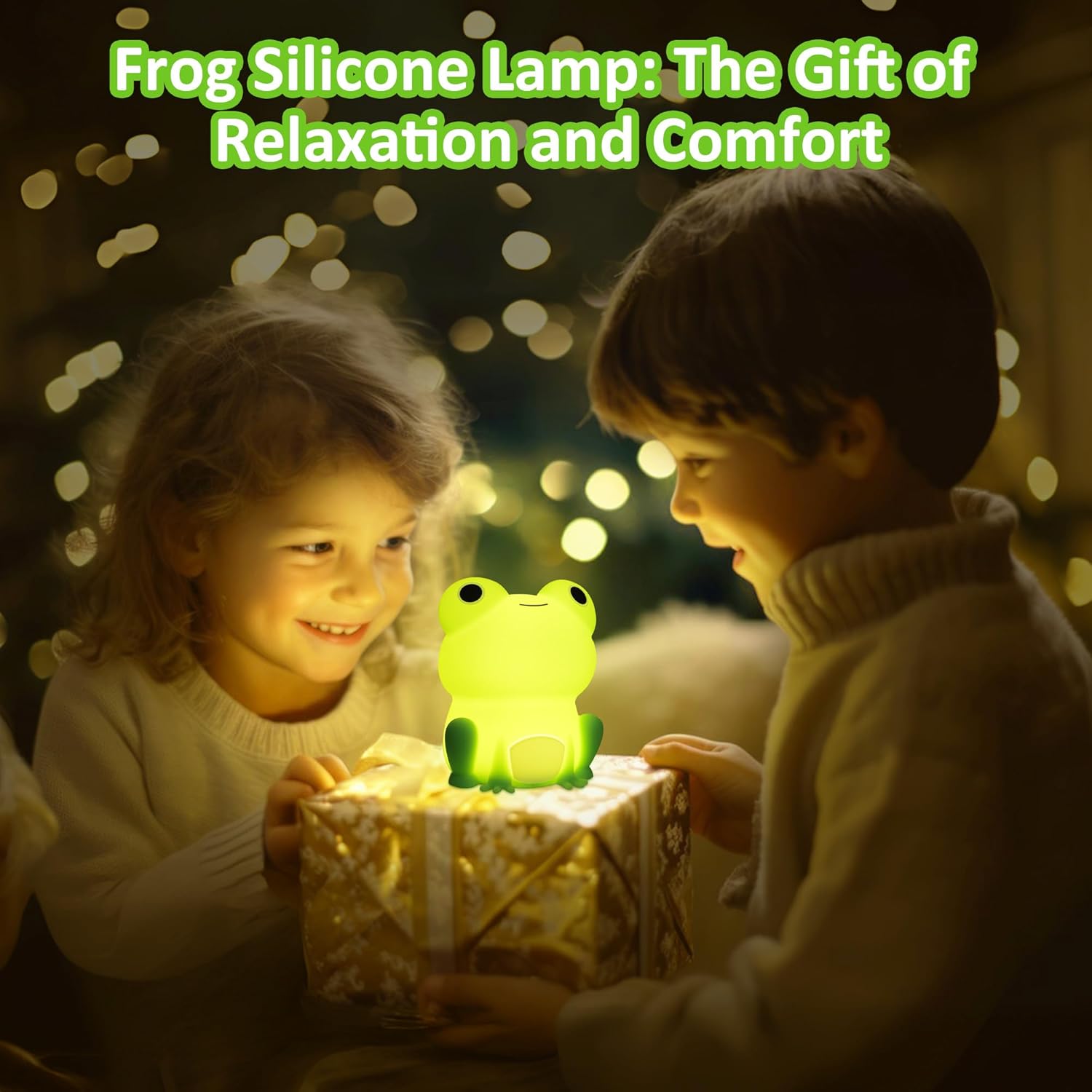 OkiyiD Frog Night Light - Rechargeable Dimmable Bedside Lamp with Touch Control | Portable Kids Gift