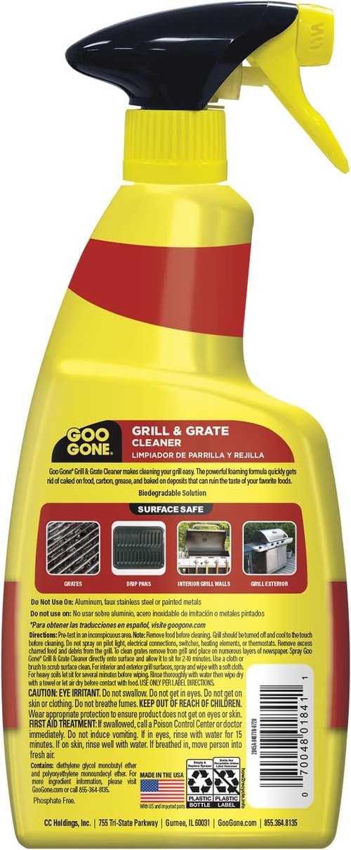 Goo Gone Grill Cleaner - 24 Ounce - Effortlessly Cleans Cooking Grates and Racks