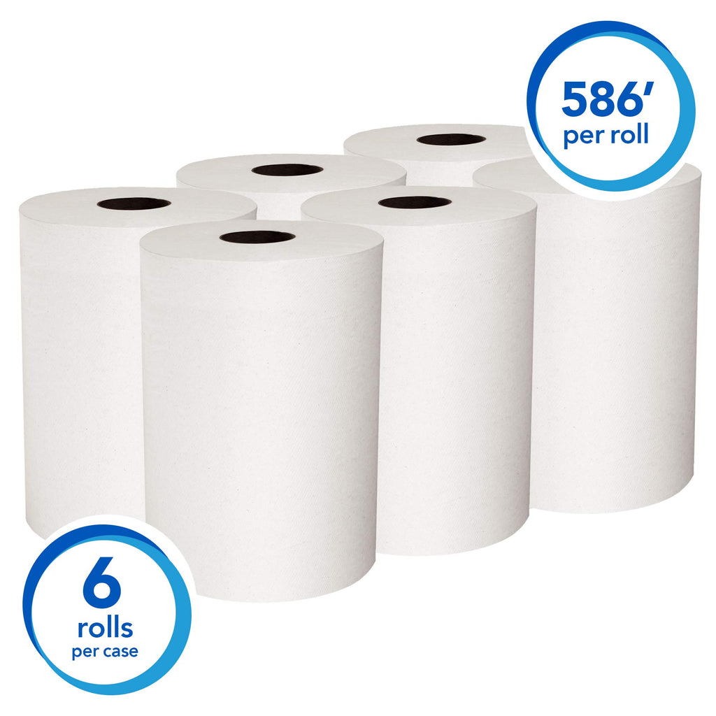 Scott Professional Slimroll Hard Roll Paper Towels, Bulk (12388), Hardwound, Absorbency Pockets, White, for compatible Kimberly-Clark Professional Dispensers (6 Rolls at 580' Each, 3,480'/Case)