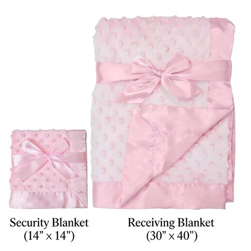 American Baby Company Heavenly Soft Chenille Blanket Set, Receiving Blanket (30" x 40") & Security Blanket (14" x 14"), Warm and Cozy, Pink, for Girls