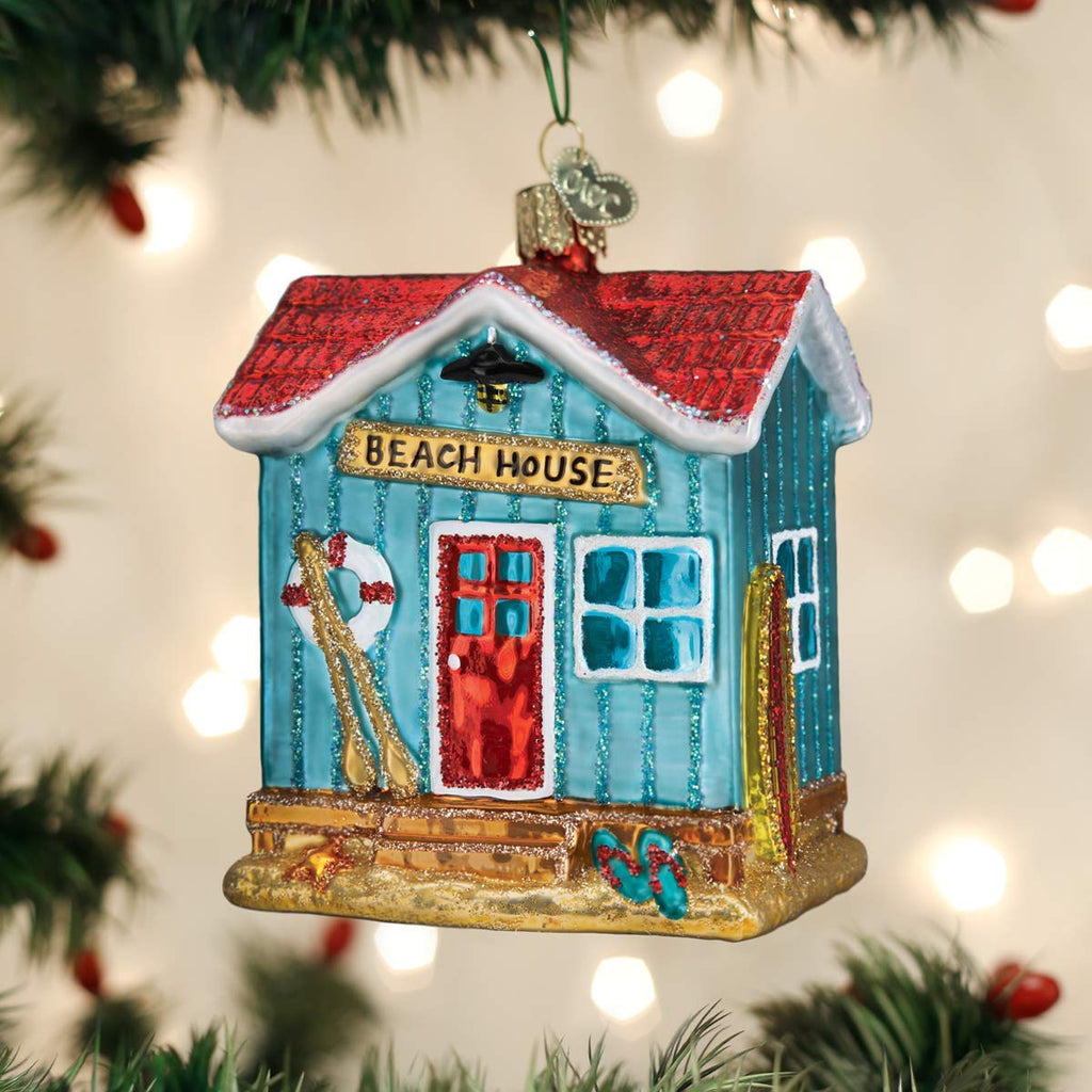 Old World Christmas House Ornament, Beach Blue 3.75 x 3