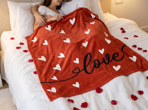 Tieshankao Valentines Day Blanket Throw Gifts Red Heart Pattern for Mom Wife Couch Sofa Bed Decor