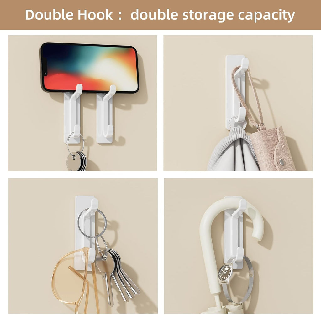 Pickpiff Wall Hooks - 13LB Strong Adhesive Coat & Towel Hangers | White 6-Pack for Easy Organization