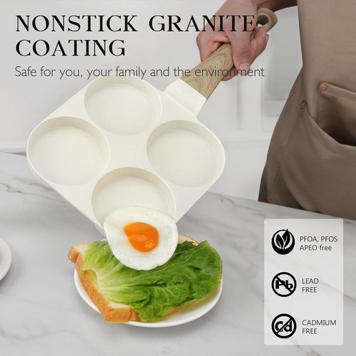 GiPP Nonstick Egg Frying Pan - 4-Cup Granite Omelette Skillet with Heat-Resistant Handle | PFOA Free, Easy to Clean