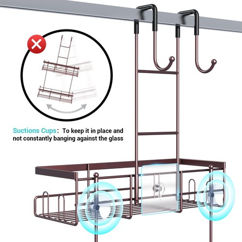 Aitatty Over The Door Shower Caddy - Rustproof Hanging Organizer for Easy Bathroom Storage | Bronze Finish