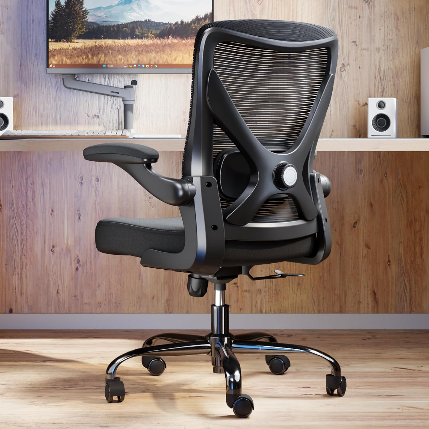 Skiennix Ergonomic Office Chair - Adjustable Lumbar Support for Home Office & Gaming - Comfortable Black Design