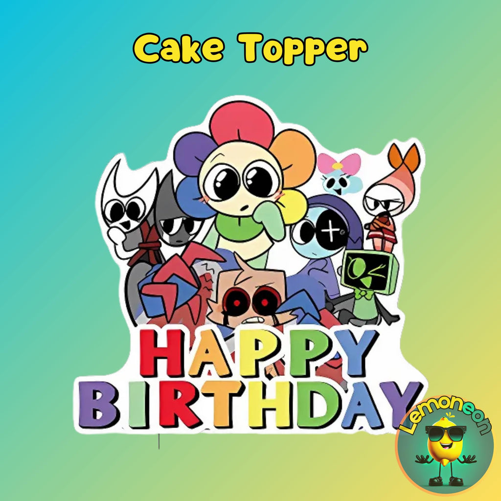 Lemoneon Birthday Party Decorations Supplies Happy Birthday Banner Cake Cupcake Toppers Balloons Background