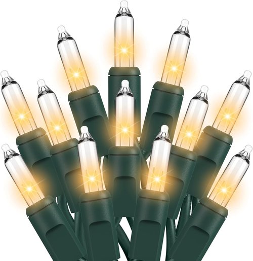 Dirnun Christmas Lights - 100 Count Clear White Incandescent String Lights | UL Certified for Indoor/Outdoor Use