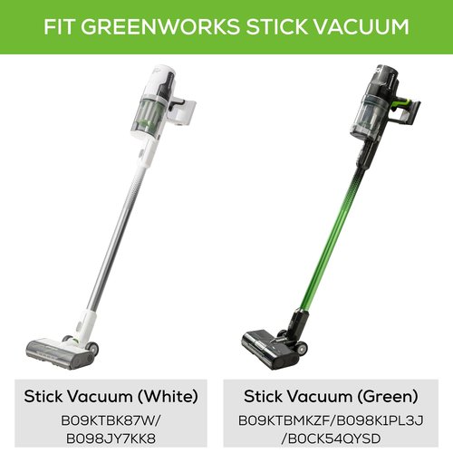 Greenworks (White) Soft Brush Roll Power Head Attachment, Includes LED Lights, Works with Greenworks Stick Vacuums (SVW24L411, SVG24L411, ‎SVW24L410, ‎SVG24L410)
