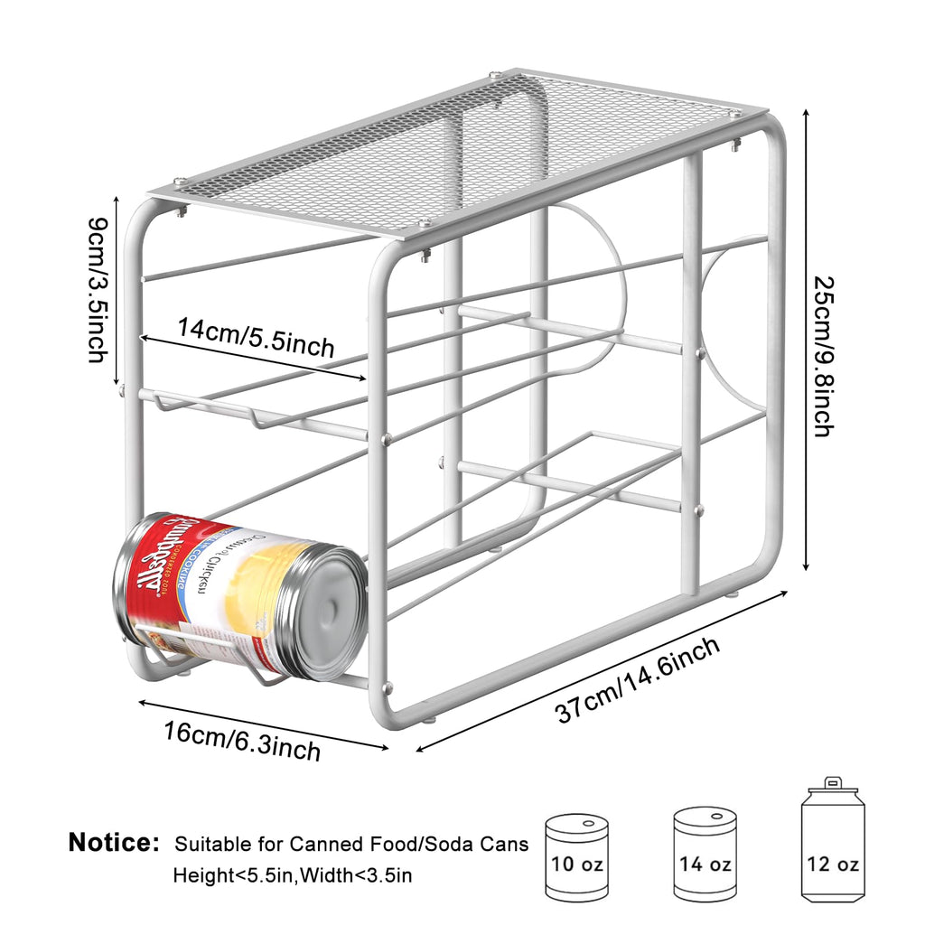 MOOACE 4 Pack Can Organizer for Pantry, Stackable Soda Can Dispenser Rack, Pantry Organizer Canned Food Storage Holder for Kitchen Refrigerator Cabinet, White