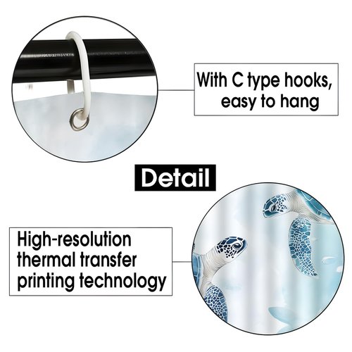 Dreamrflove Turtle Shower Curtain,Ocean Themed Bathroom Decor, Tropical Sea Beach Shower Curtain,Summer Shower Curtains for Bathroom 72x72 Inch Proof Polyester Insulated Home Decor