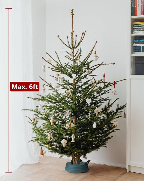 Leejec Christmas Tree Stand with Water Reservoir, Fast Clamped 6 Ft Real Tree with 5.1" Diameter, Water Level Indicator Equipped, No Assembly Required