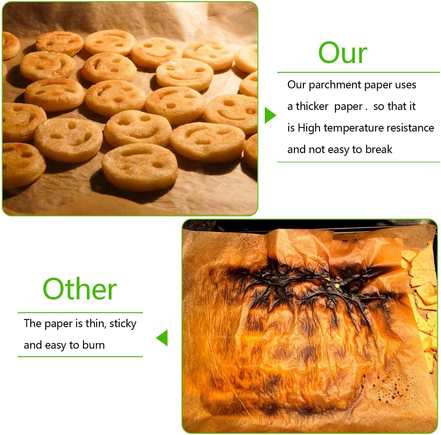 QYH Parchment Paper Sheets - 300 Unbleached Precut Baking Sheets, 8x12 Inches for Cookies & Cooking