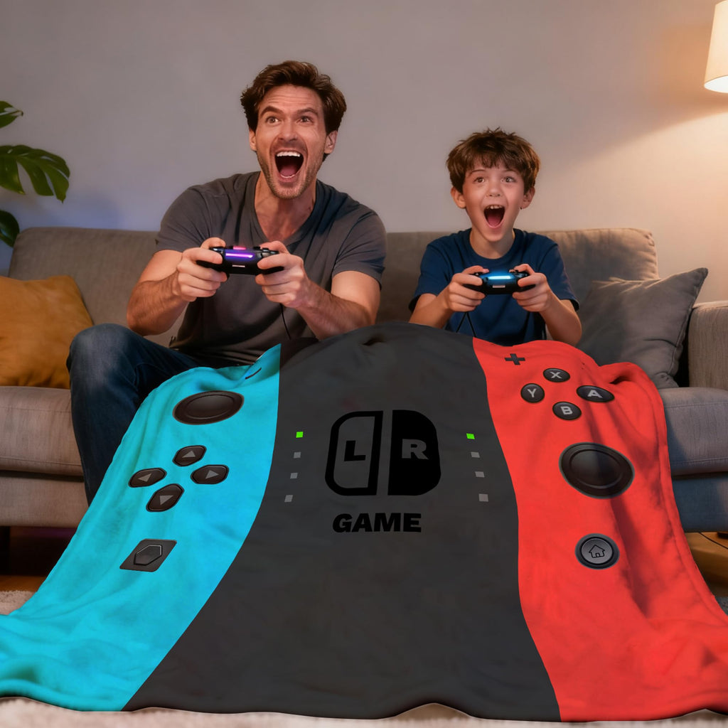 WIBUE Gamer Throw Blanket - Gifts for Teen Boys, Boyfriend, Men, Kids, Video Game Lovers - Gaming Room Decor (50"x40")