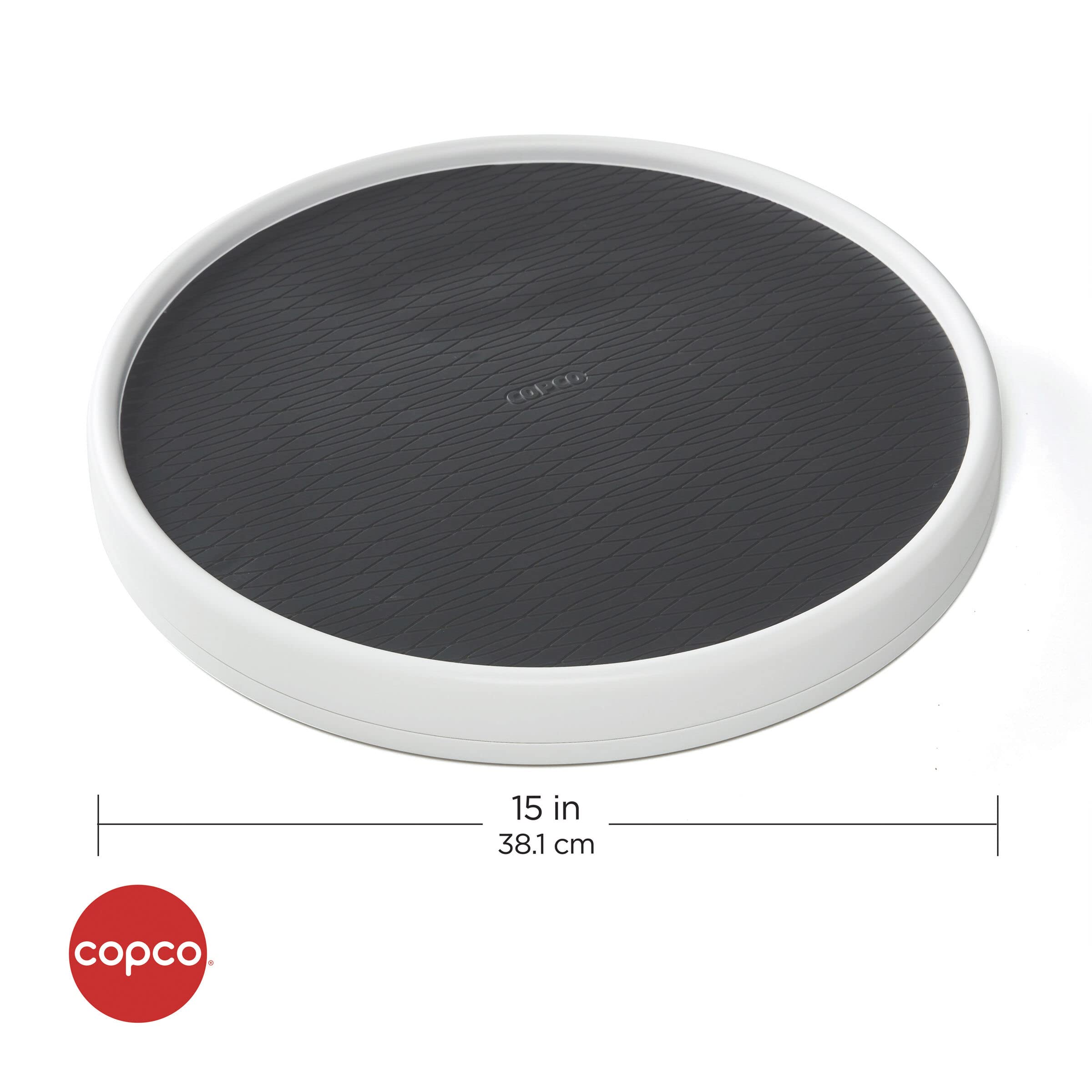 Copco Pro 15-Inch Lazy Susan Turntable, Non-Skid Pantry or Cabinet Organizer for Spices, Condiments, and Bottles, Smooth Rotation, Charcoal Finish