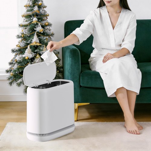 CTIME Small Bathroom Trash Can - Bathroom Garbage Can with Lid and Odor-Lock Seal | Waterproof - OneTouch Press for RV, Kitchen, Office (3 Gal)