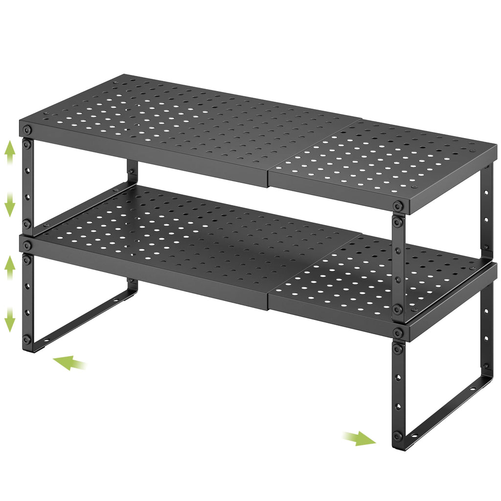 RUILALIFE Expandable Cabinet Organizer Shelf With Adjustable Height, Stackable Kitchen Countertop Organizer Rack, Adjustable Shelf Riser For Kitchen Counter, Pantry, Cupboard, Desk, Tabletop