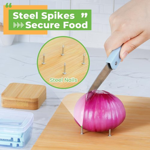 Adaptive One Handed Cutting Board, Handicap Kitchen Tools with Steel Spikes, Adaptive Equipment for Elderly, Stroke Patient, One-handed Person, Disabled and Amputees