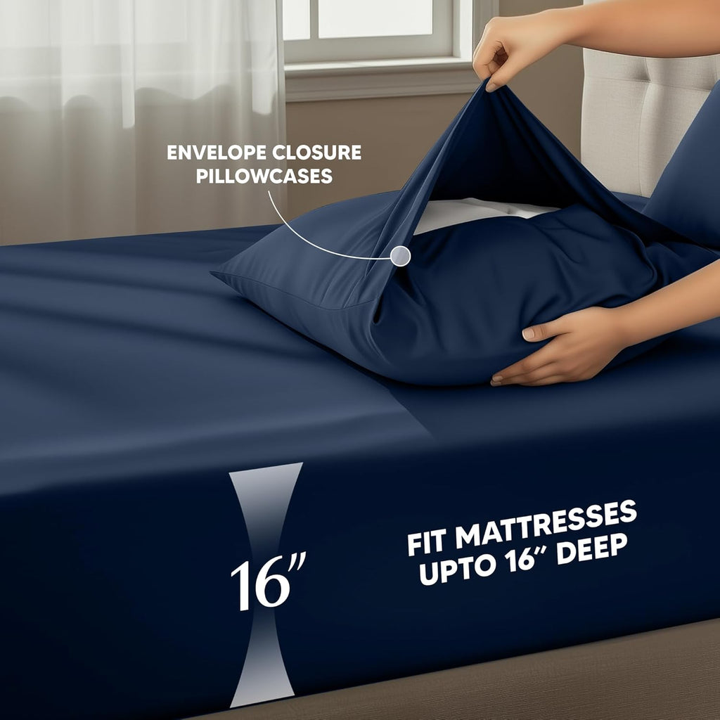 Utopia Bedding Twin Sheet Set - Soft, Breathable Microfiber | 3-Piece Bed Sheets in Navy Blue