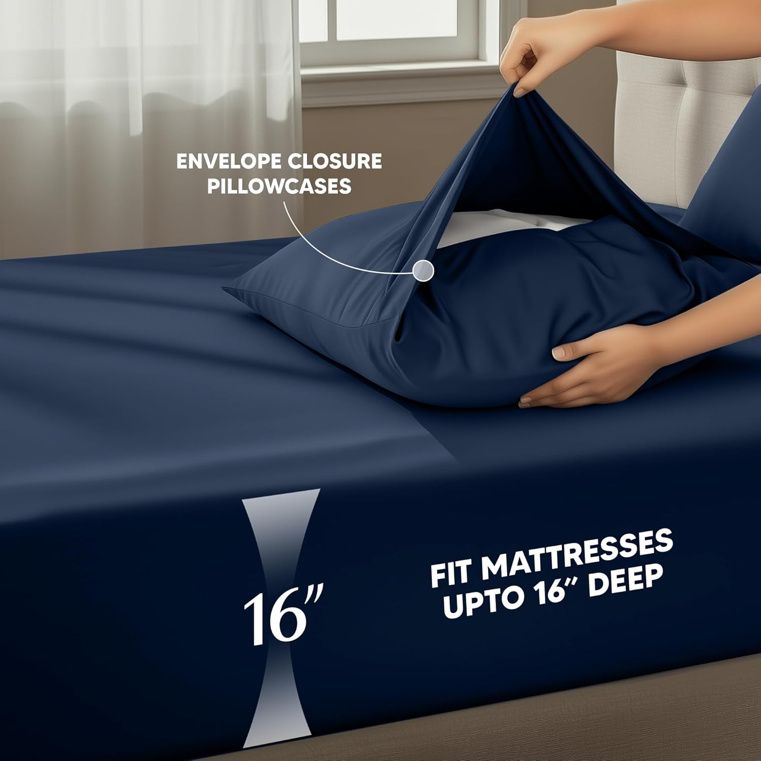 Utopia Bedding California King Size Sheet Set - Soft, Breathable Microfiber, 4-Piece in Navy Blue