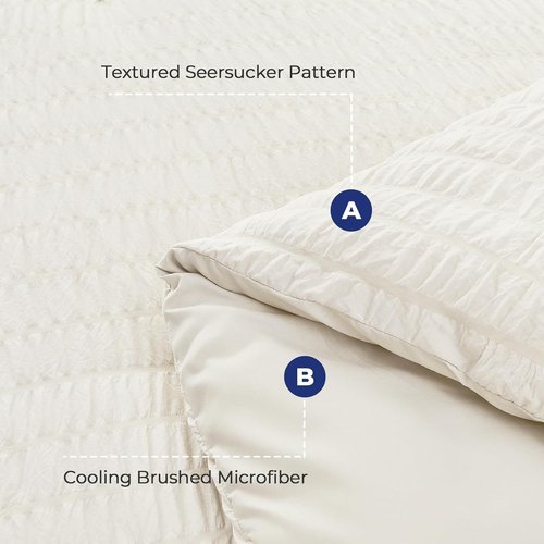 HYMOKEGE Ivory Queen Comforter Set - 7-Piece All-Season Luxury Bedding Set with Sheets & Pillowcases