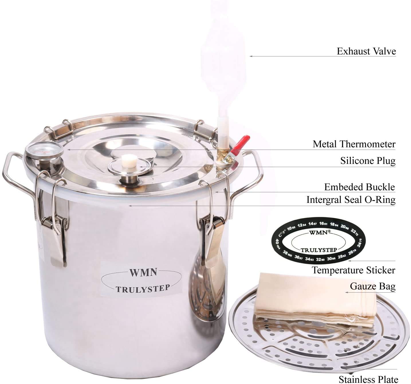 WMN_TRULYSTEP 2 Pots Stainless Steel Still 3Gal/12Liters Water Alcohol Distiller Home Brew Kit Wine Making Supplies for DIY Brandy Whisky Vodka Distilled Water, Silver