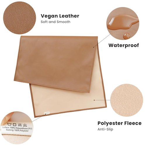 Konssy Faux Leather Baby Changing Mat - Waterproof & Portable Diaper Changing Pad | 30 x 17 Inches (Brown/Beige)