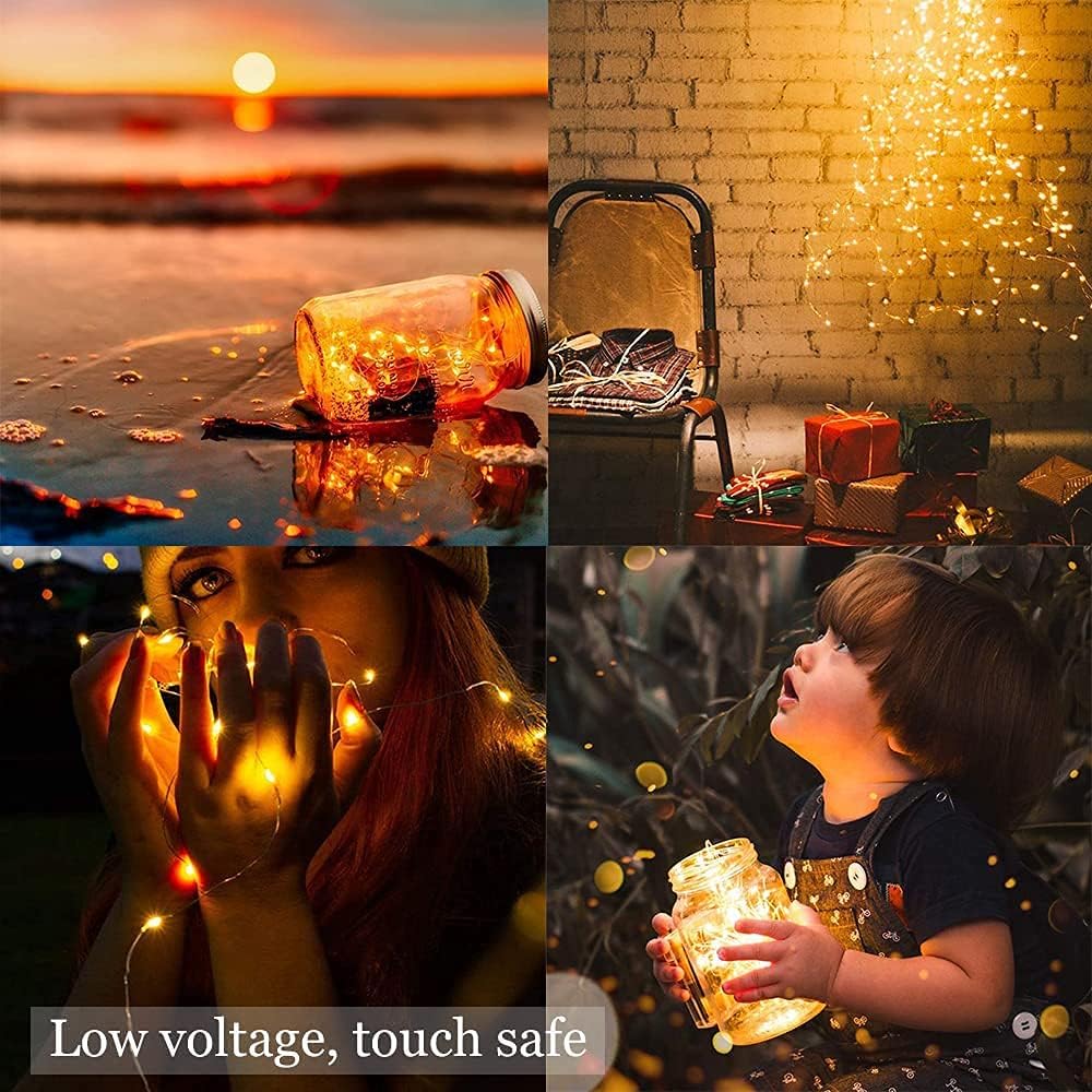 Sanniu LED String Lights - Mini Battery-Powered Copper Wire Fairy Lights | 16ft Warm White for Bedroom & Events