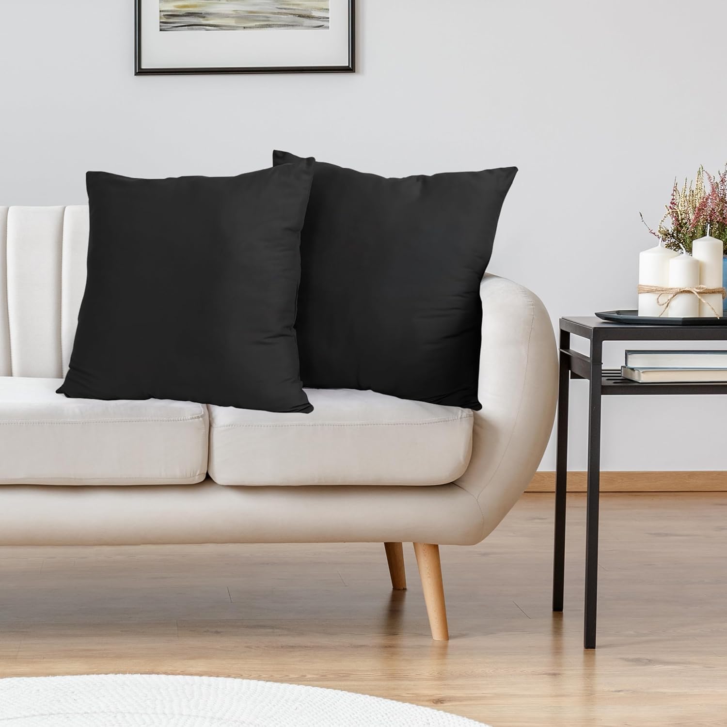 Utopia Bedding 24x24 Pillow Inserts - Set of 2 Black Decorative Throw Pillows for Sofa & Couch - Soft & Fluffy Cushions