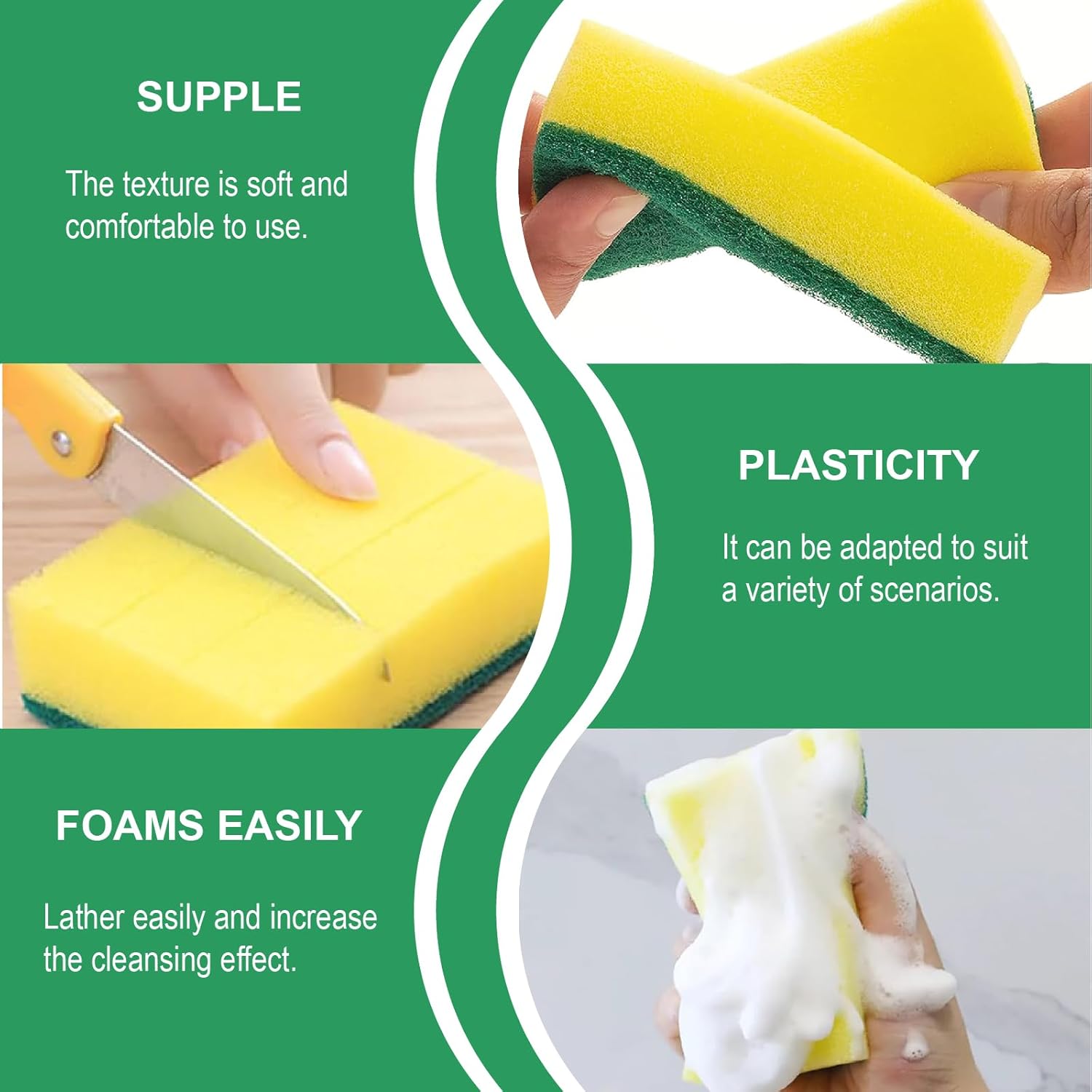 Skiennix Kitchen Cleaning Sponges - 24 Pack Non-Scratch Scrub Dish Sponges for Safe, Stink-Free Cleaning