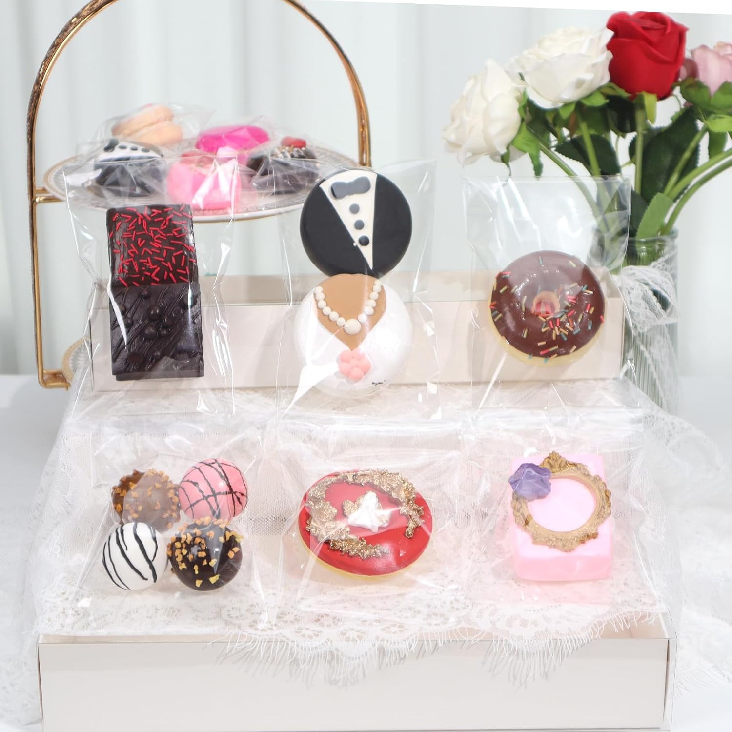 TEMLQPACK Clear Cellophane Bags - 100 Pcs, 4 x 6 Inch for Cookies, Treats, and Party Favors