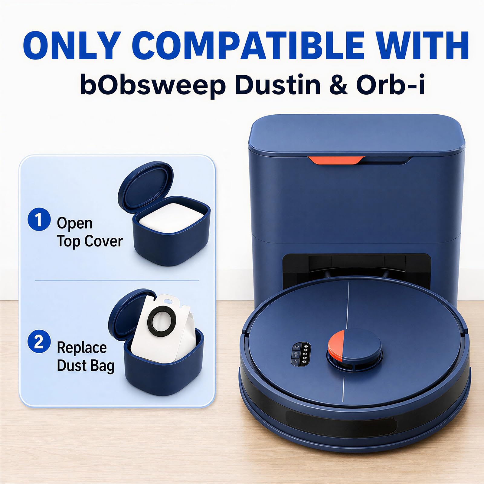 10 Pack 4.6 Liter Disposable Dust Bag Compatible with bObsweep Dustin & Orb-i Self-Emptying Robot Vacuum Replacement Parts Accessories, 10 Vacuum Bags
