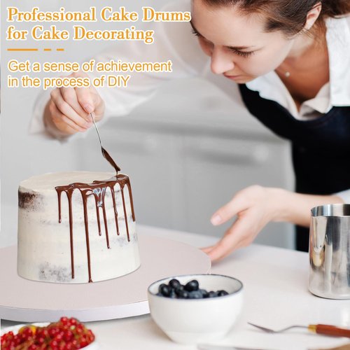6 PCS Cake Drums 16 Inch, 16inch Drum, Cake Boards 16 Inch Round, 1/2" Thick Cardboard, Sturdy Circle, Base para Pastel Cardboard Base White Cake Boards for Wedding