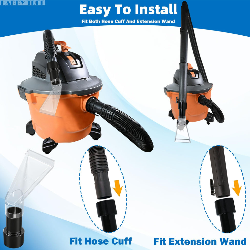 Happy Tree Universal Fits All Brands' Shop Vacs with 2-1/2" & 1-7/8" & 1-1/4" Adapter Clear Extraction Accessory for Auto Detailing, Shop Vac Extractor Attachment Kit for Wet-Dry Vacuum Cleaners