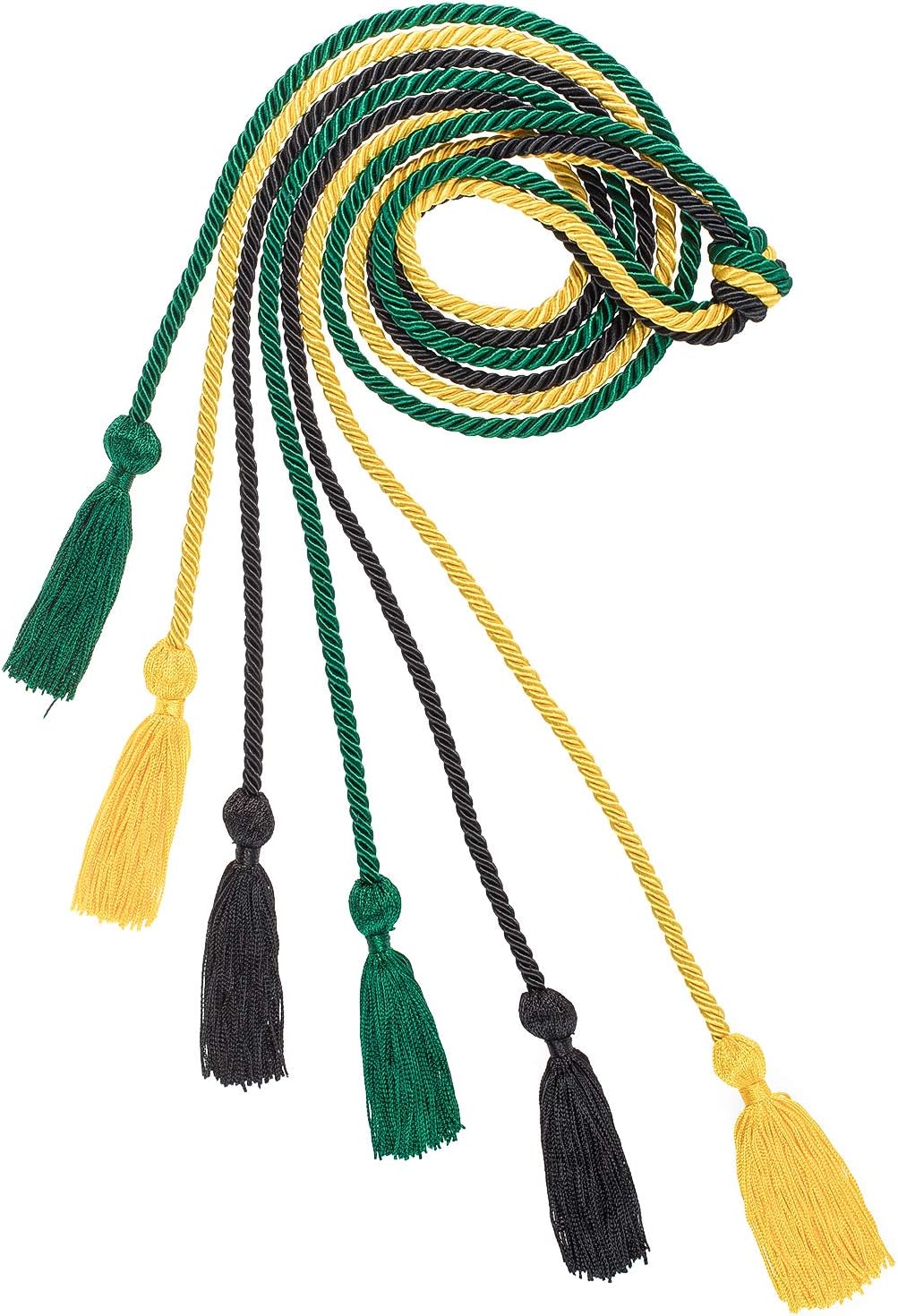 Whaline Graduation Honor Cords - 3Pcs Rayon Braided Tassels for Graduates | Black, Gold, Green