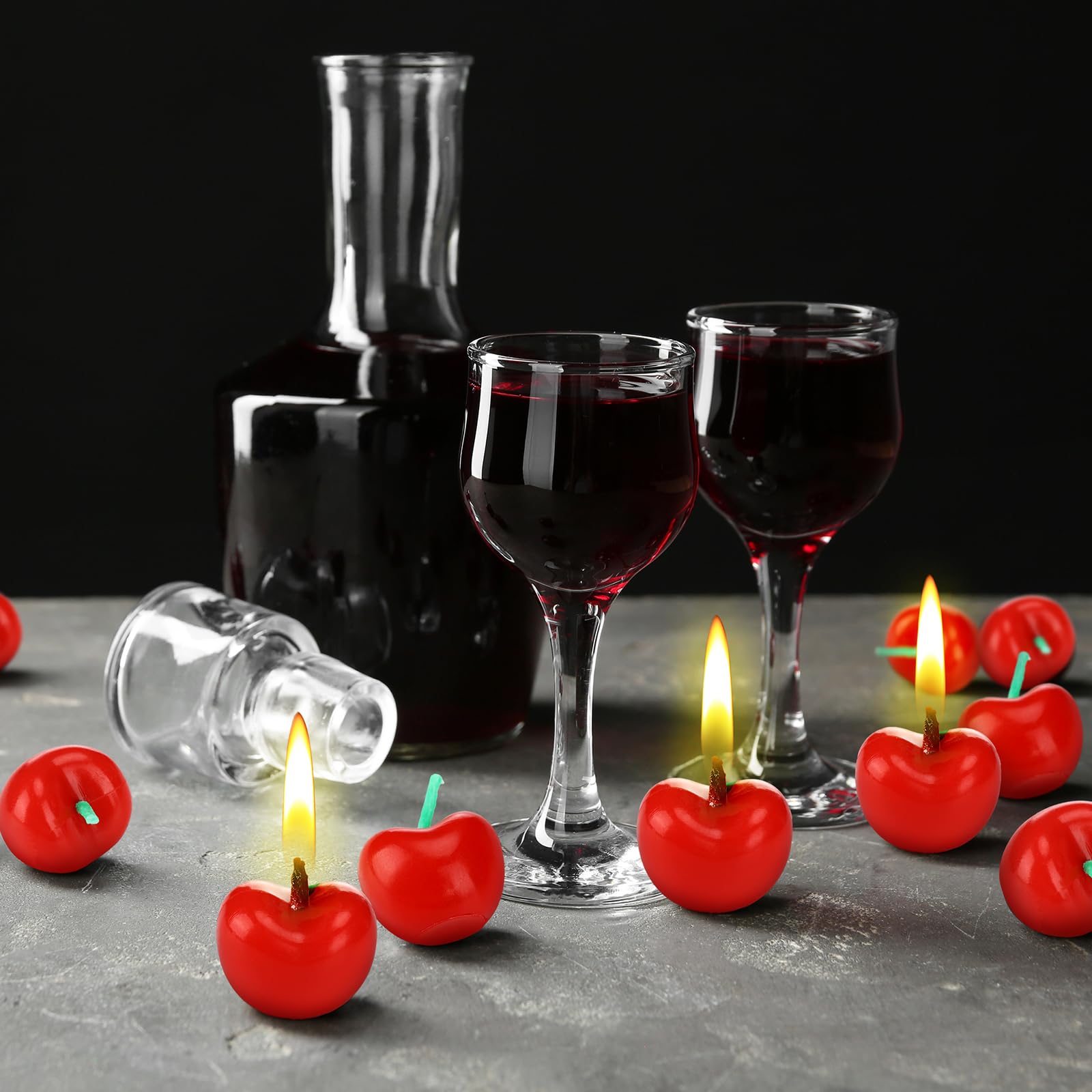 Conelist 15 Pcs Cherry Shaped Birthday Candles Cute Fruit Shaped Candles Mini Cherry Party Favors Decorative Cake Decorations Soy Wax Cupcake Toppers for Wedding Table Gift(Red)