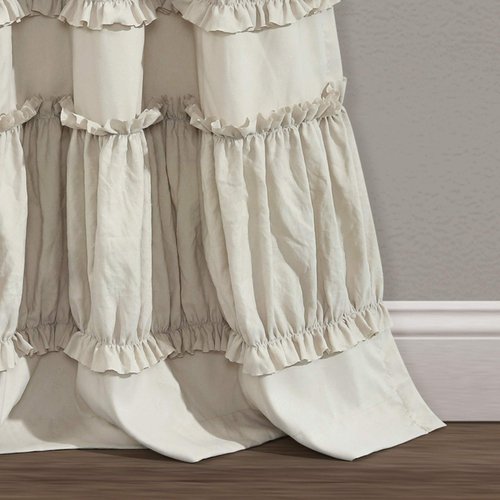 Lush Decor Nova Ruffle Window Curtain Panel Pair, 42"W x 84"L, Neutral