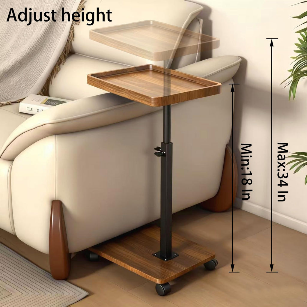 Adjustable Height Couch Tables that Slide Under Sofa, 360° Swivel Modern Tv Tray Table with Wheel, C Shaped End Table for Couch, C Table for Small Place, Perfect for Livingroom, Bedroom
