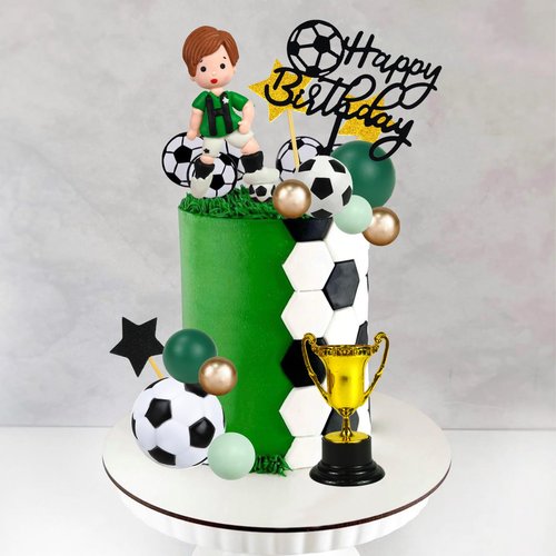 Soccer Cake Topper Decorations Soccer Player Clay Figurine Decorations for Football Sport Birthday Supplies (Style 01)