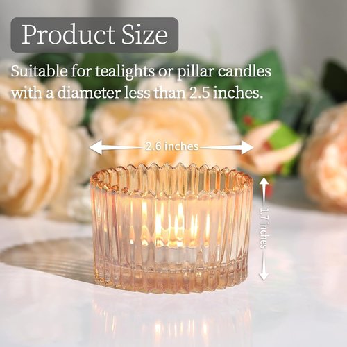 HAVITI 24 Pcs Gold Glass Tea Light Holders - Elegant Votive Candle Holders for Wedding Centerpieces